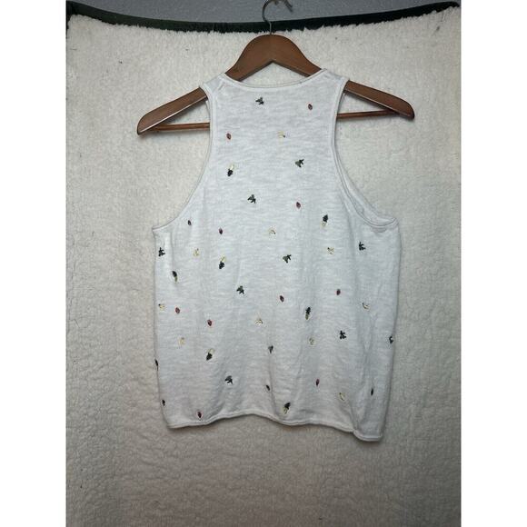 MADEWELL Fresca Sweater Tank Womens Sz S Fruit Embroidered Strawberry Pineapple - Picture 4 of 14